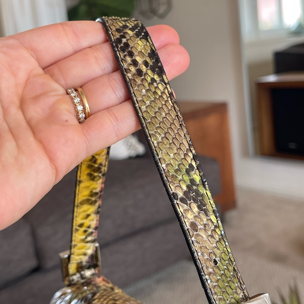 SOLD FENDI Rare Baguette Vintage Mirror Python Karl Lagerfeld Embellished - Picture 12 of 17